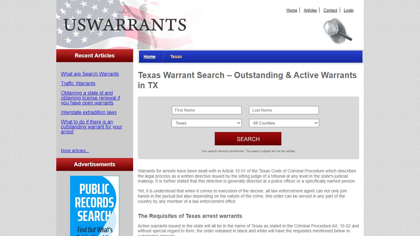 Texas Warrant Search – Outstanding & Active Warrants in TX