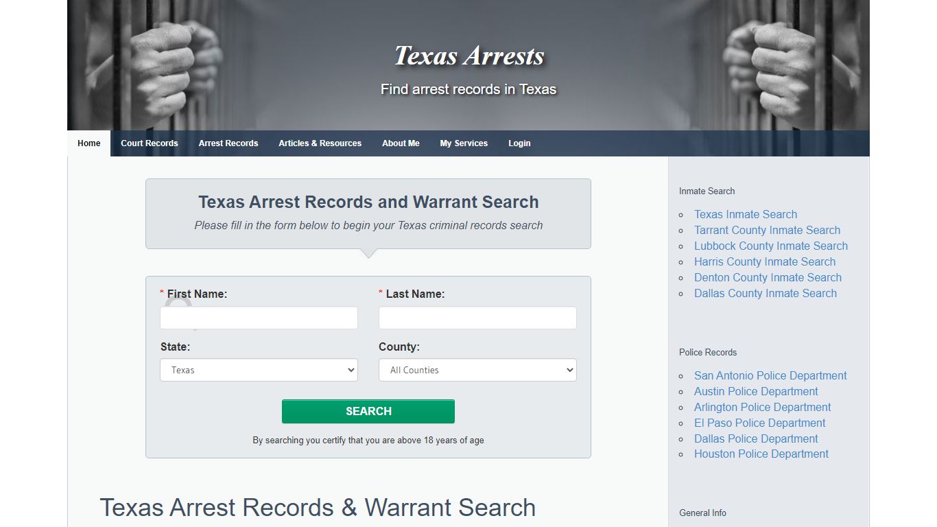 Texas Arrest Records and Warrant Search